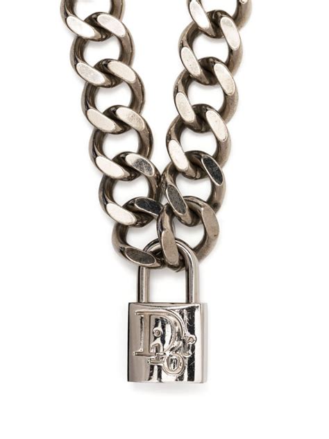 dior silver padlock necklace|Christian Dior Pre.